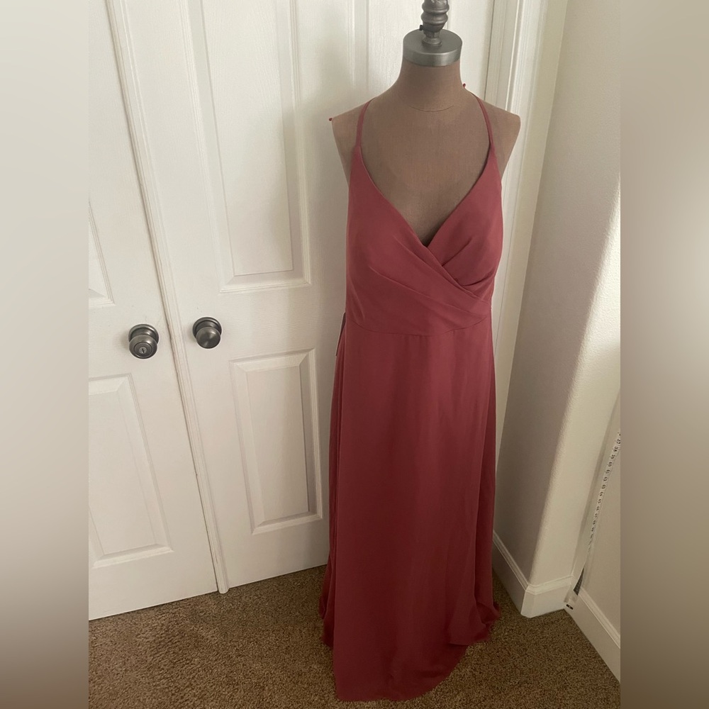 Azazie Spaghetti-Strap Maxi Dress in Rosewood